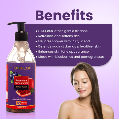 BLUEBERRY & POMEGRANATE BODY WASH, SHOWER GEL 250ml
