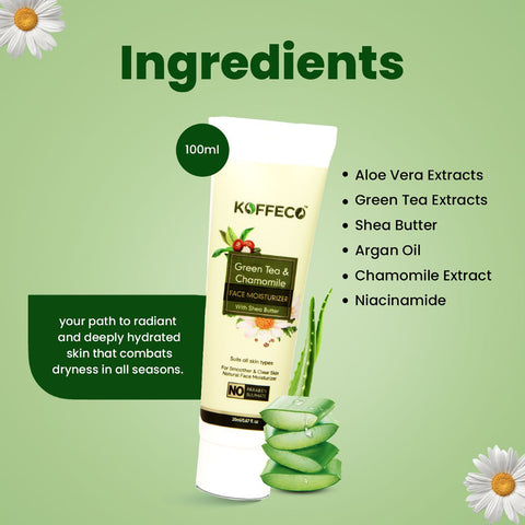 GREEN TEA & CHAMOMILE FACE MOISTURISER 100ml
