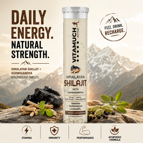 Vitamuch Himalayan Shilajit Effervescent Tablets | Stamina, Energy & Testosterone Booster for Men | With Ashwagandha