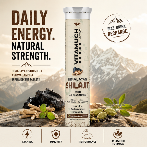Vitamuch Himalayan Shilajit Effervescent Tablets | Stamina, Energy & Testosterone Booster for Men | With Ashwagandha | 15 Tabs (Copy)