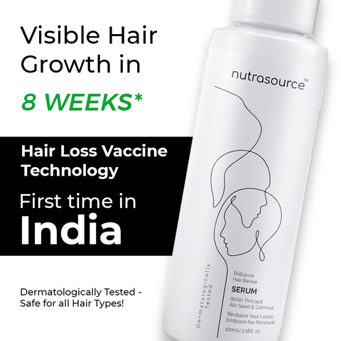 Nutrasource Hair Growth Serum | Backed by Korean Science | HL-V Technology with Oatmeal, Aliv Seeds, Triphala & Procapil | DHT Blocker