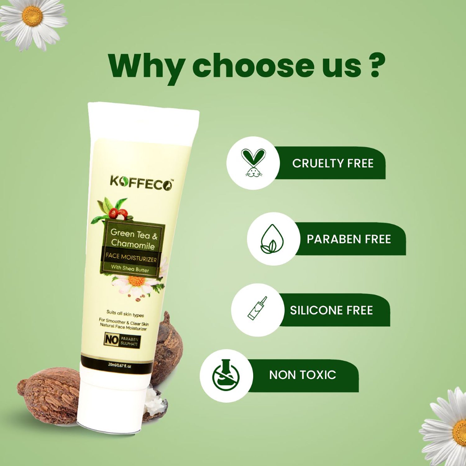 GREEN TEA & CHAMOMILE FACE MOISTURISER 100ml
