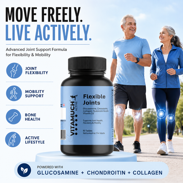 Vitamuch Flexible Joints Tablets With Glucosamine, Hyaluronic Acid, Collagen Type II, Curcumin