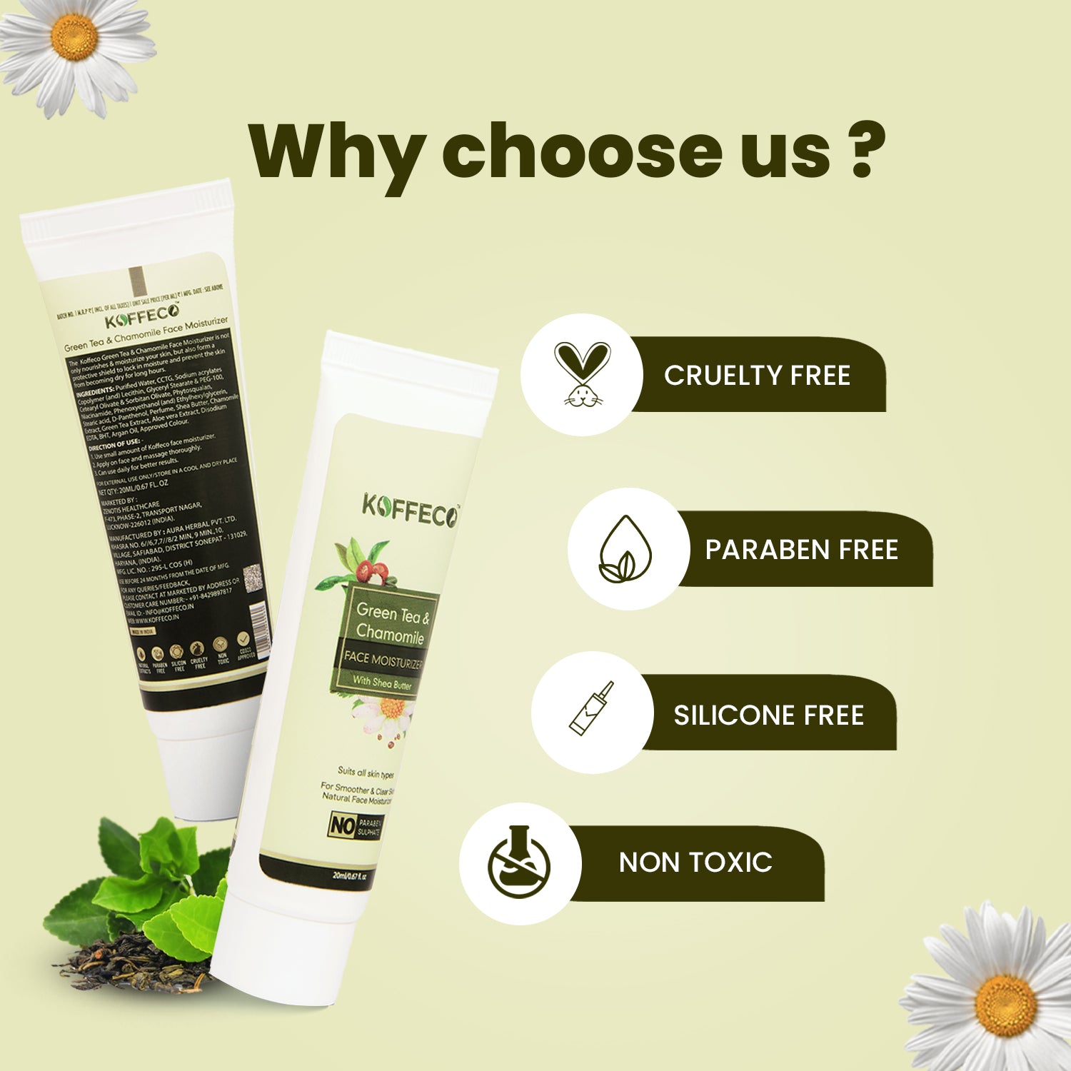 GREEN TEA & CHAMOMILE FACE MOISTURIZER TRAVEL PACK FOR MEN & WOMEN 20ml