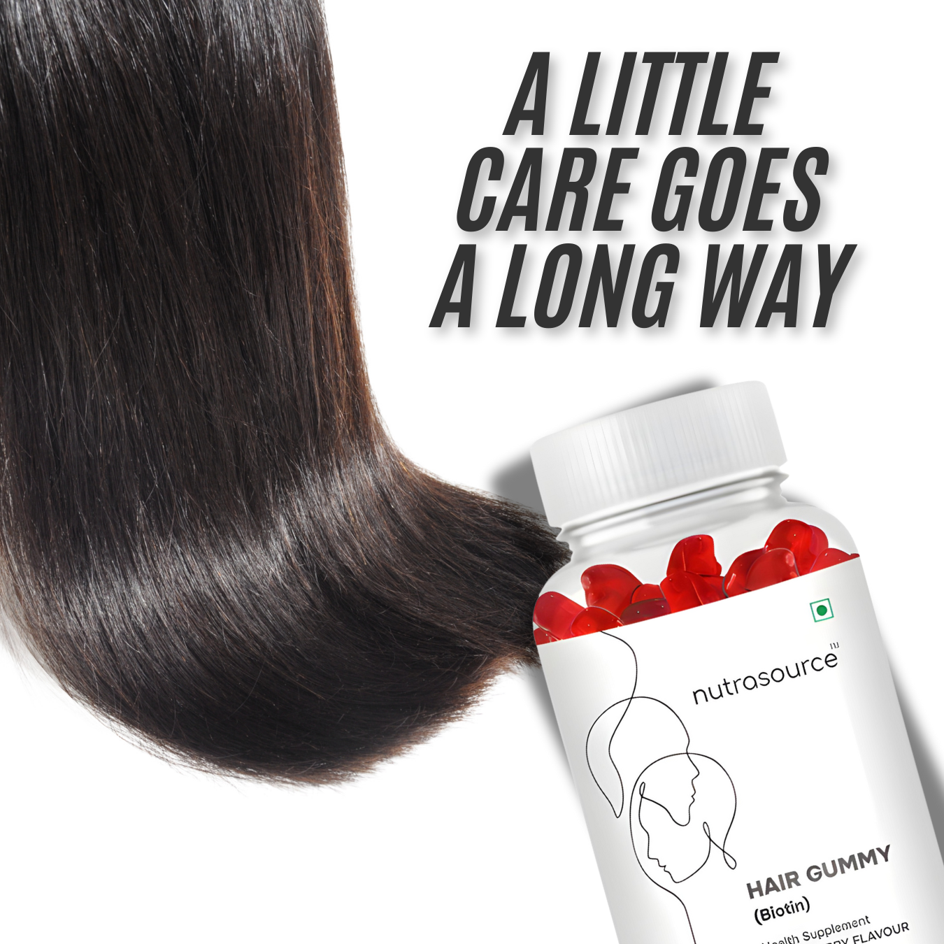 Nutrasource Biotin Hair Growth Gummies for Men & Women | Infused with Vitamin B12, C & E