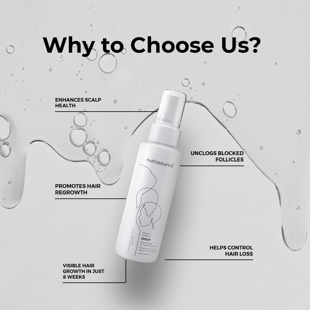 Nutrasource Hair Growth Serum | Backed by Korean Science | HL-V Technology with Oatmeal, Aliv Seeds, Triphala & Procapil | DHT Blocker