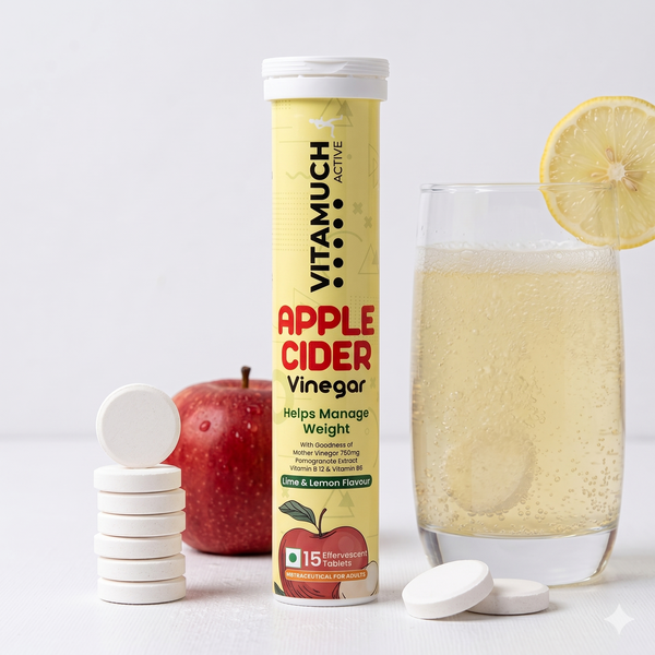 Vitamuch Apple Cider Vinegar Effervescent Tablets | Weight Loss, Metabolism & Gut Health | Lime & Lemon Flavour | 15 Tabs