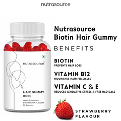 Nutrasource Biotin Hair Growth Gummies for Men & Women | Infused with Vitamin B12, C & E